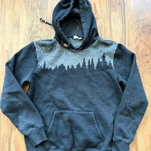 Men's Tentree Constellation Juniper Black Hoodie with Forest Design Medium